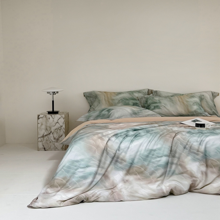 91家纺网 家纺一手货源 找家纺 金奇达家纺 2026新款茧养天丝棉四件套-【美罗拉】（标准号全网控价（折后券后）不低于 258元） 碧玉绿