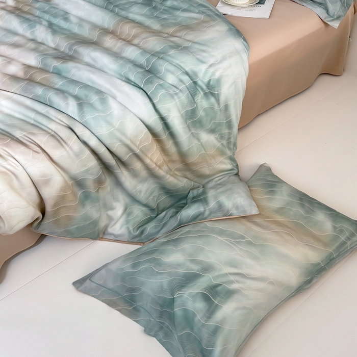 91家纺网 家纺一手货源 找家纺 金奇达家纺 2026新款茧养天丝棉四件套-【美罗拉】（标准号全网控价（折后券后）不低于 258元） 碧玉绿