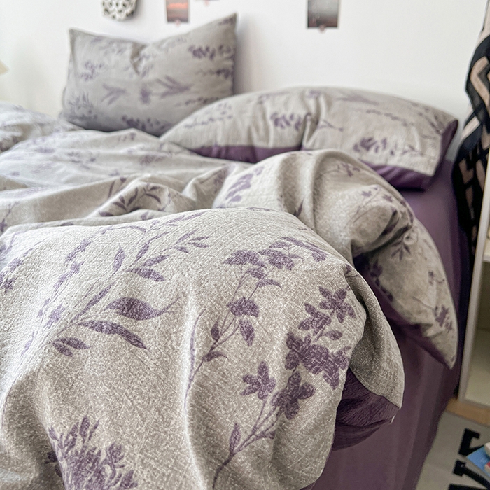 91家纺网 家纺一手货源 找家纺 （总）朵朵家纺 2026新款高级感轻奢复古美拉德色系双层纱泡芙棉床品四件套加厚水洗双层纱软