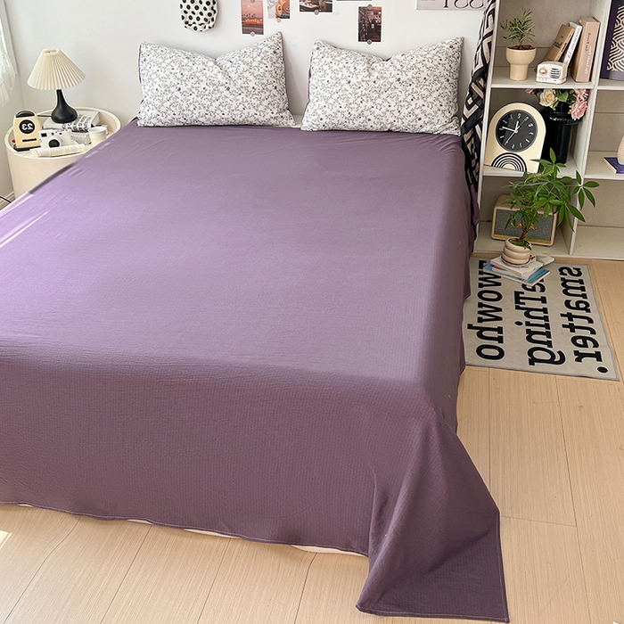 91家纺网 家纺一手货源 找家纺 朵朵家纺 2026新款高级感轻奢复古美拉德色系双层纱泡芙棉床品四件套加厚水洗双层纱软 春风拂梦