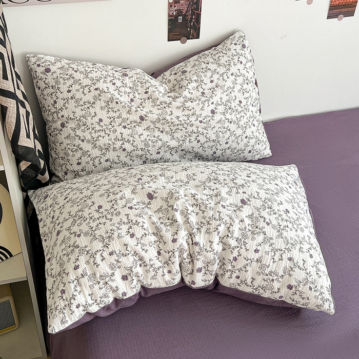 91家纺网 家纺一手货源 找家纺 朵朵家纺 2026新款高级感轻奢复古美拉德色系双层纱泡芙棉床品四件套加厚水洗双层纱软 春风拂梦