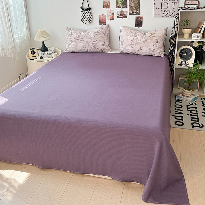 91家纺网 家纺一手货源 找家纺 朵朵家纺 2026新款高级感轻奢复古美拉德色系双层纱泡芙棉床品四件套加厚水洗双层纱软 花姿