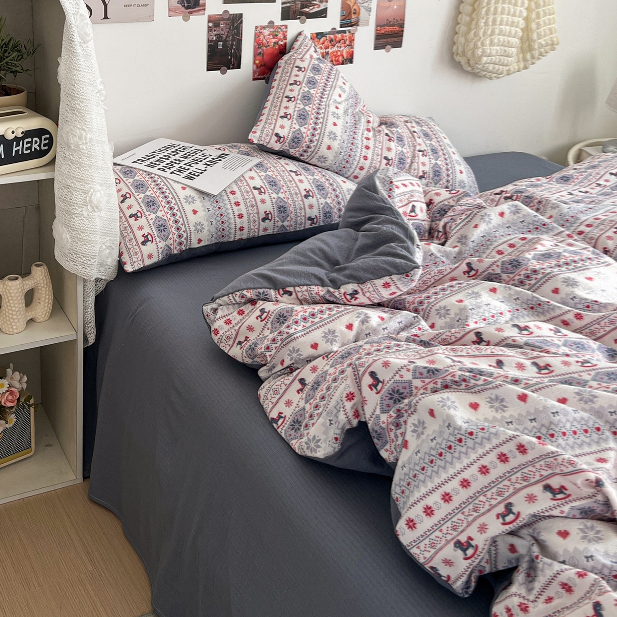 91家纺网 家纺一手货源 找家纺 朵朵家纺 2026新款高级感轻奢复古美拉德色系双层纱泡芙棉床品四件套加厚水洗双层纱软 马上有福2