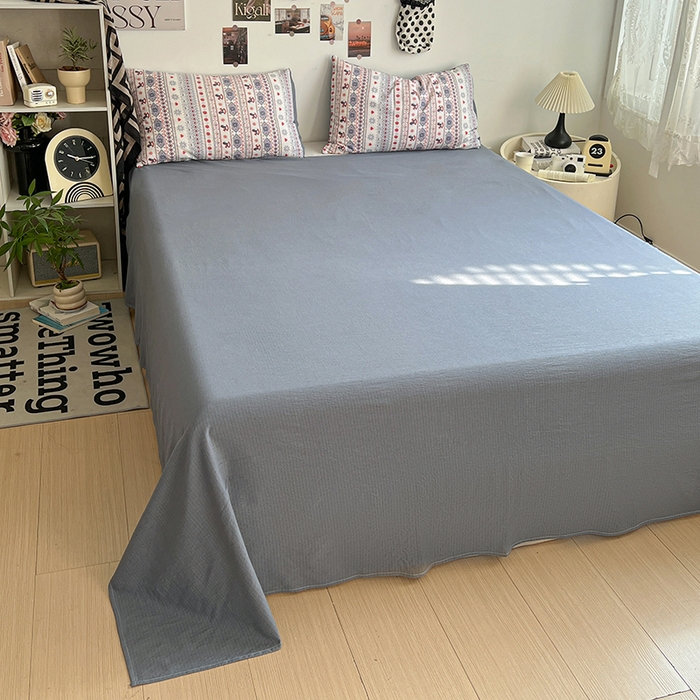 91家纺网 家纺一手货源 找家纺 朵朵家纺 2026新款高级感轻奢复古美拉德色系双层纱泡芙棉床品四件套加厚水洗双层纱软 马上有福