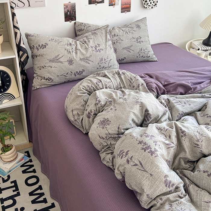 91家纺网 家纺一手货源 找家纺 （总）朵朵家纺 2026新款高级感轻奢复古美拉德色系双层纱泡芙棉床品四件套加厚水洗双层纱软