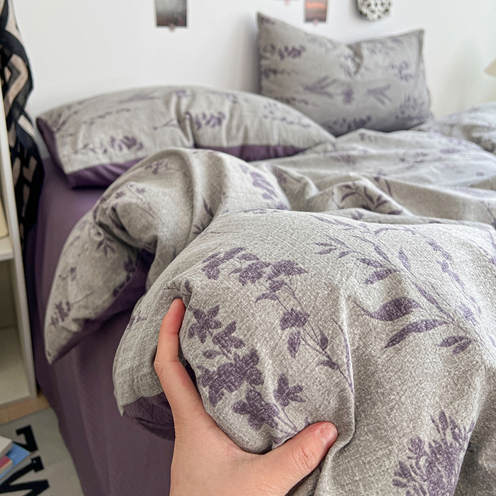 91家纺网 家纺一手货源 找家纺 （总）朵朵家纺 2026新款高级感轻奢复古美拉德色系双层纱泡芙棉床品四件套加厚水洗双层纱软