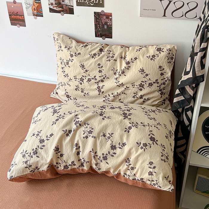 91家纺网 家纺一手货源 找家纺 朵朵家纺 2026新款高级感轻奢复古美拉德色系双层纱泡芙棉床品四件套加厚水洗双层纱软 暮光