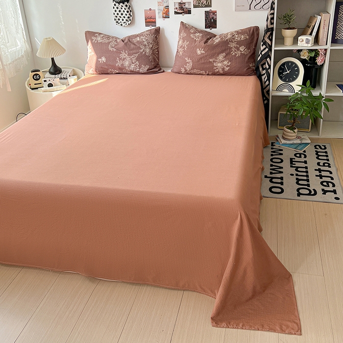 91家纺网 家纺一手货源 找家纺 朵朵家纺 2026新款高级感轻奢复古美拉德色系双层纱泡芙棉床品四件套加厚水洗双层纱软 晚棠