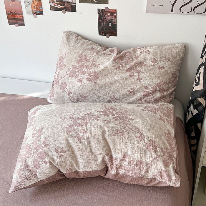 91家纺网 家纺一手货源 找家纺 朵朵家纺 2026新款高级感轻奢复古美拉德色系双层纱泡芙棉床品四件套加厚水洗双层纱软 知音咖