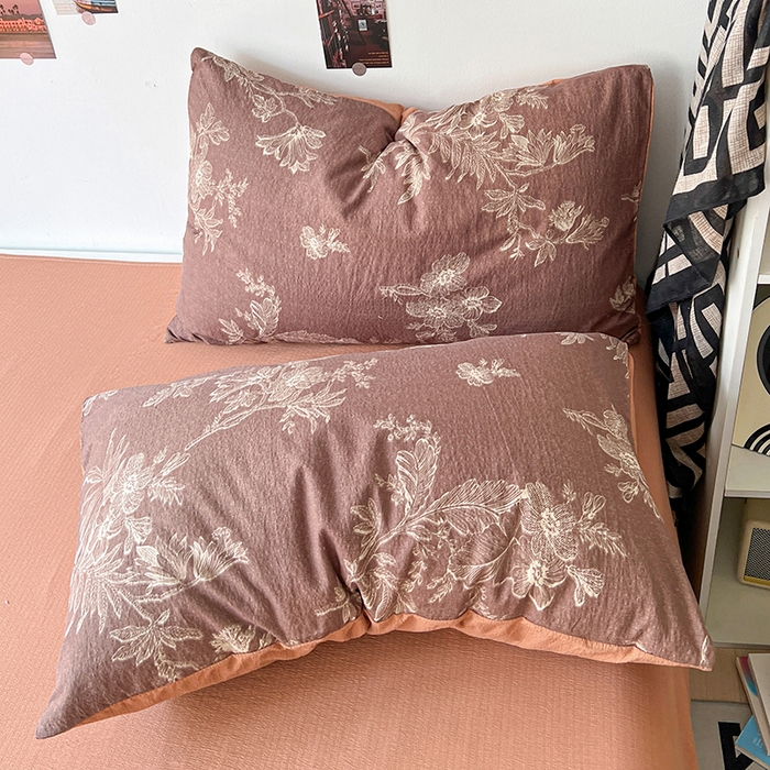 91家纺网 家纺一手货源 找家纺 朵朵家纺 2026新款高级感轻奢复古美拉德色系双层纱泡芙棉床品四件套加厚水洗双层纱软 晚棠