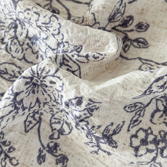 91家纺网 家纺一手货源 找家纺 朵朵家纺 2026新款高级感轻奢复古美拉德色系双层纱泡芙棉床品四件套加厚水洗双层纱软 青花瓷