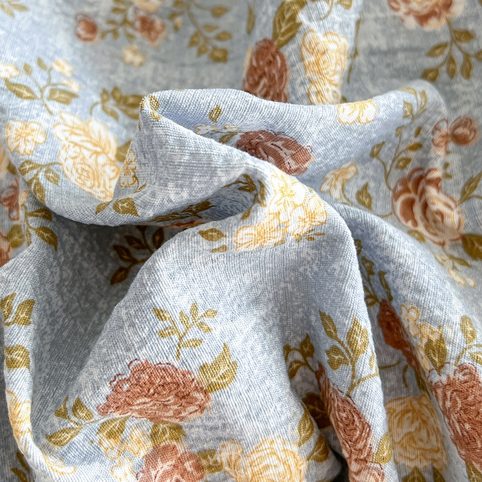 91家纺网 家纺一手货源 找家纺 朵朵家纺 2026新款高级感轻奢复古美拉德色系双层纱泡芙棉床品四件套加厚水洗双层纱软 醉玲珑