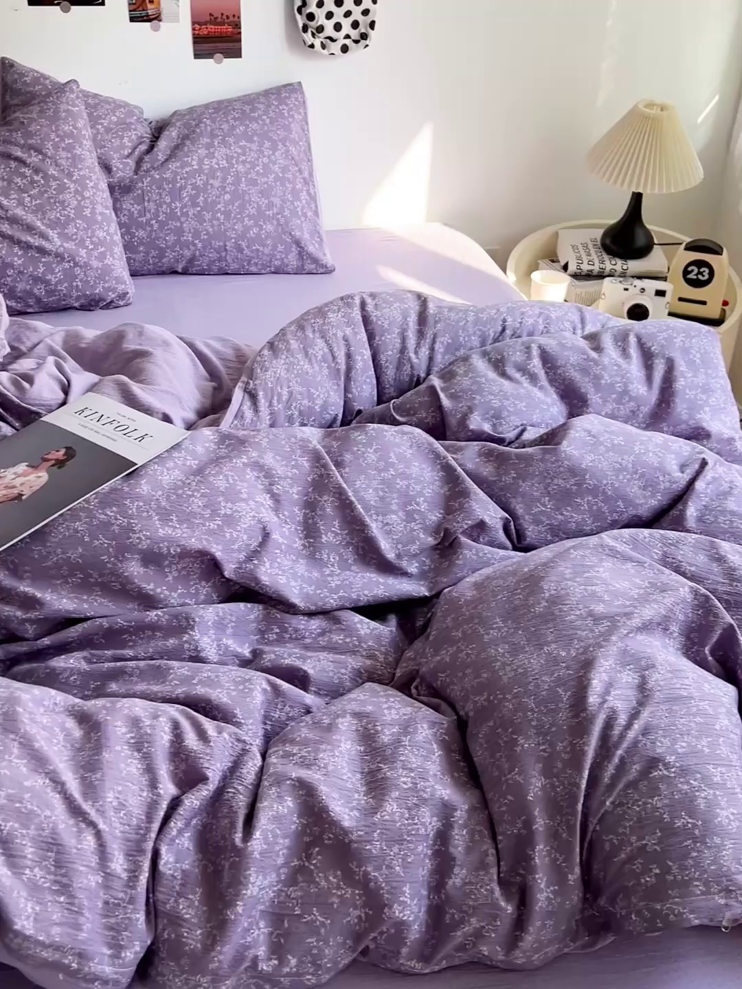 91家纺网 家纺一手货源 找家纺 朵朵家纺 2026新款高级感轻奢复古美拉德色系双层纱泡芙棉床品四件套加厚水洗双层纱软 紫萝漫想
