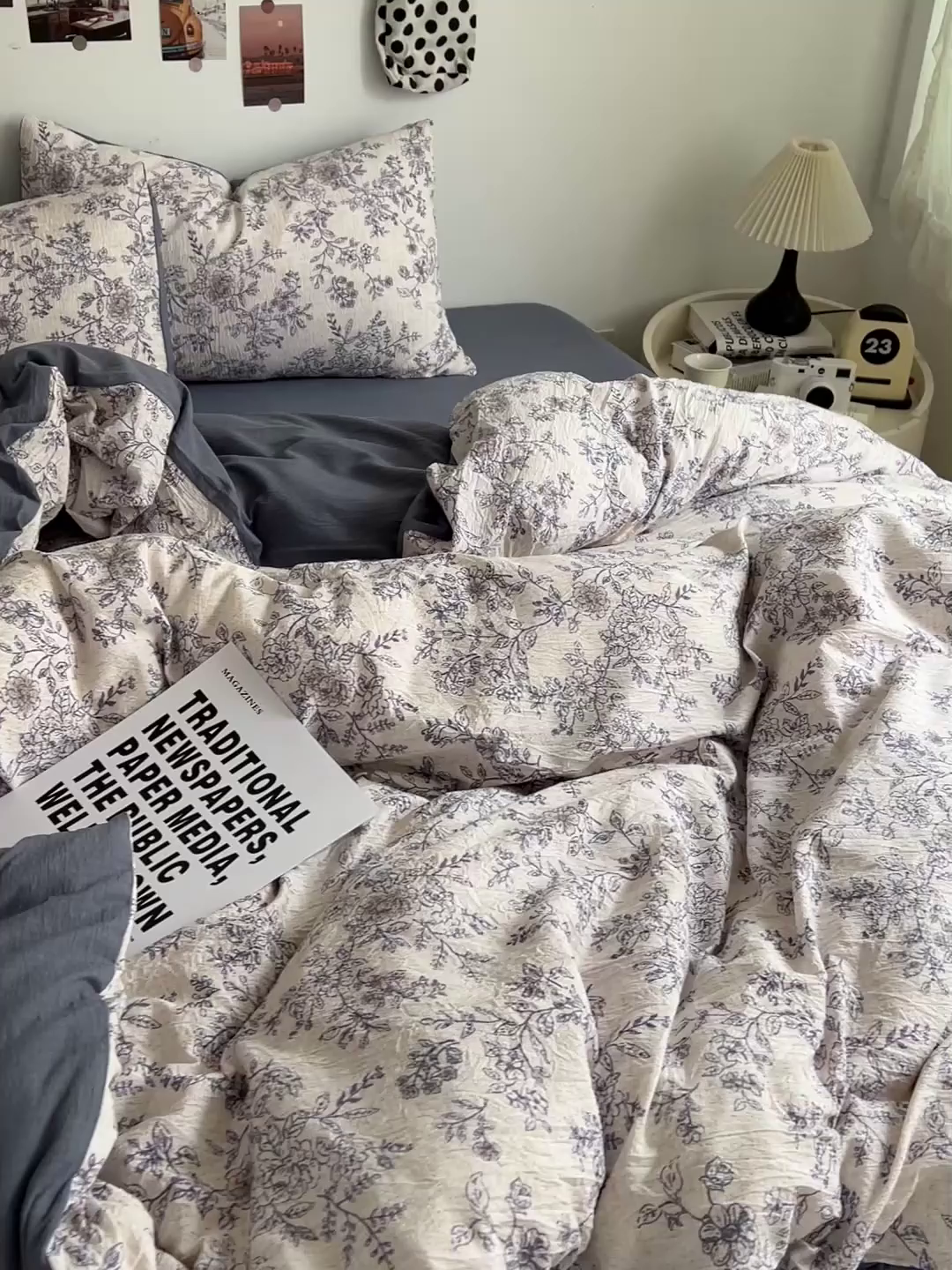 91家纺网 家纺一手货源 找家纺 朵朵家纺 2026新款高级感轻奢复古美拉德色系双层纱泡芙棉床品四件套加厚水洗双层纱软 青花瓷