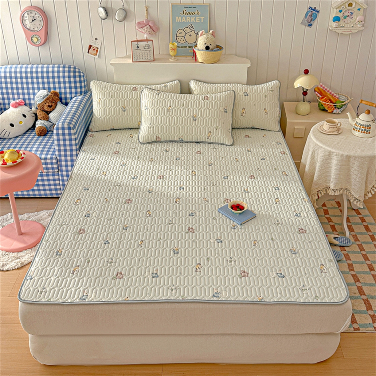 91家纺网 家纺一手货源 找家纺 （总）2026新款加厚无异味学生床凉席乳胶凉席三件套