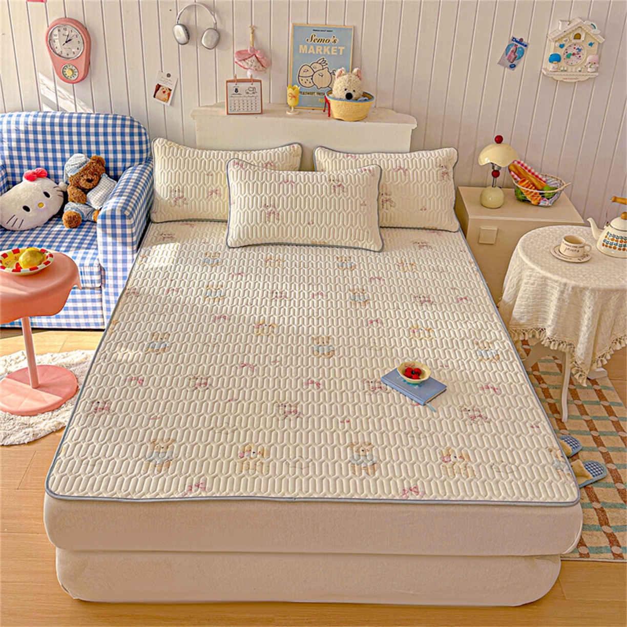 91家纺网 家纺一手货源 找家纺 （总）2026新款加厚无异味学生床凉席乳胶凉席三件套