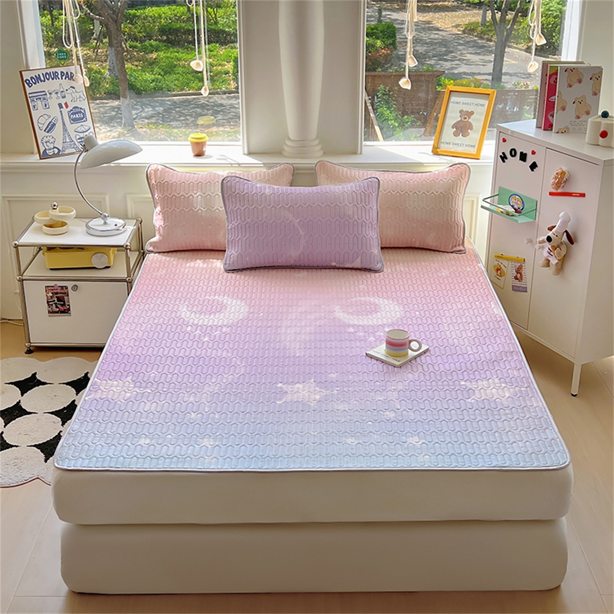 91家纺网 家纺一手货源 找家纺 （总）2026新款加厚无异味学生床凉席乳胶凉席三件套