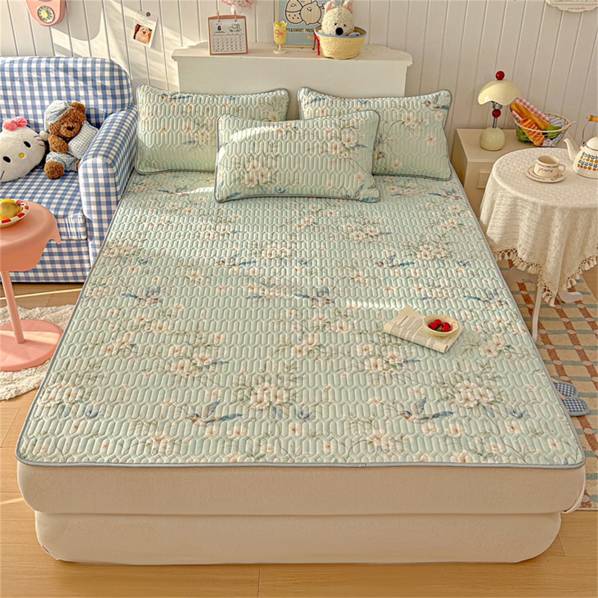 91家纺网 家纺一手货源 找家纺 （总）2026新款加厚无异味学生床凉席乳胶凉席三件套