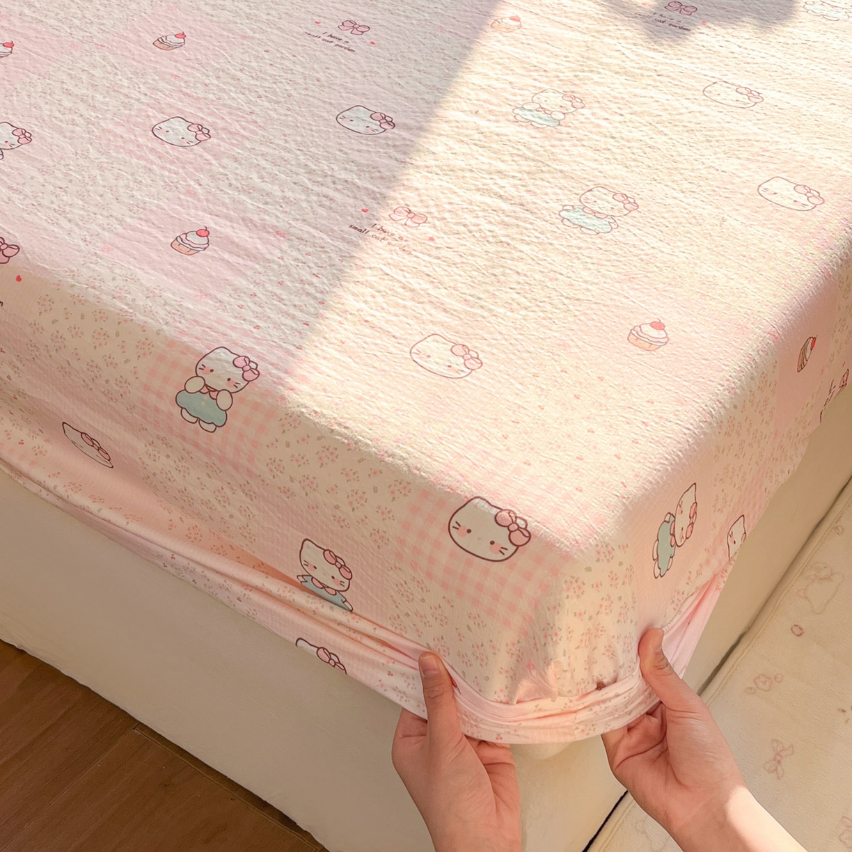 91家纺网 家纺一手货源 找家纺 （总）川悦生活 2026春夏新款双层纱皱皱纱单床笠床笠单件