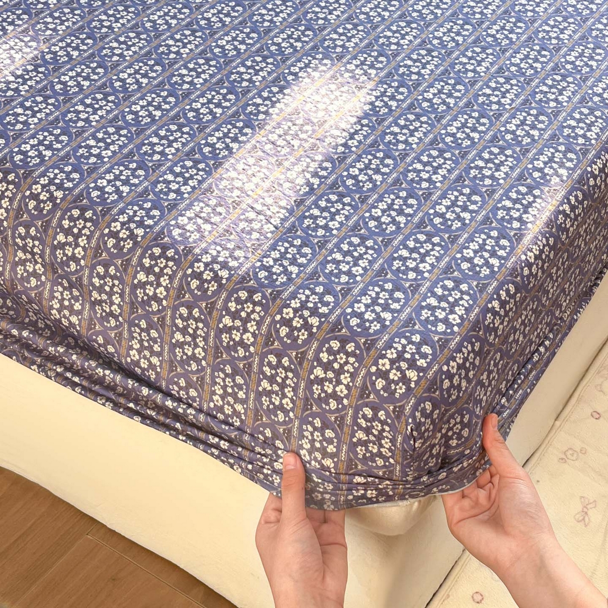 91家纺网 家纺一手货源 找家纺 （总）川悦生活 2026春夏新款双层纱皱皱纱单床笠床笠单件