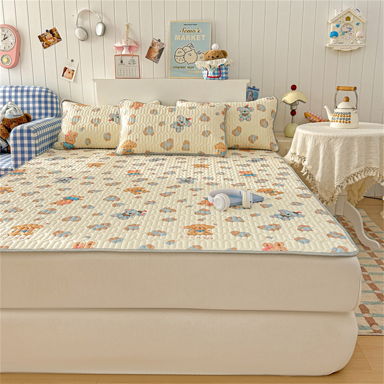 91家纺网 家纺一手货源 找家纺 （总）2026新款加厚无异味学生床凉席乳胶凉席三件套