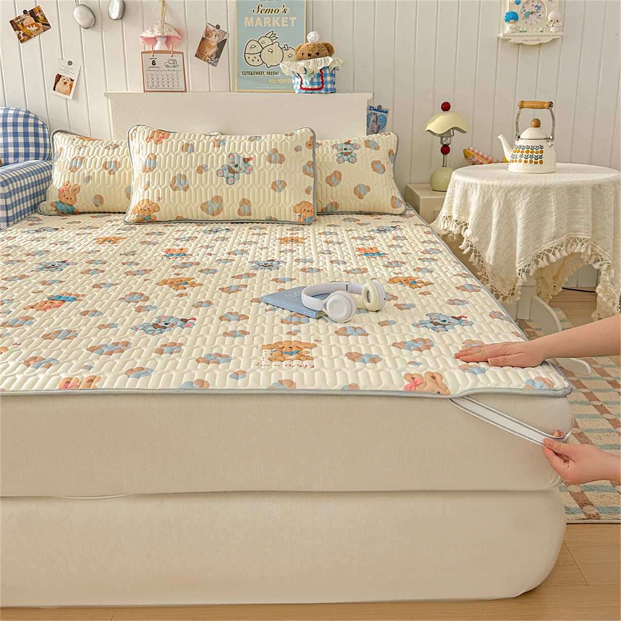 91家纺网 家纺一手货源 找家纺 （总）2026新款加厚无异味学生床凉席乳胶凉席三件套