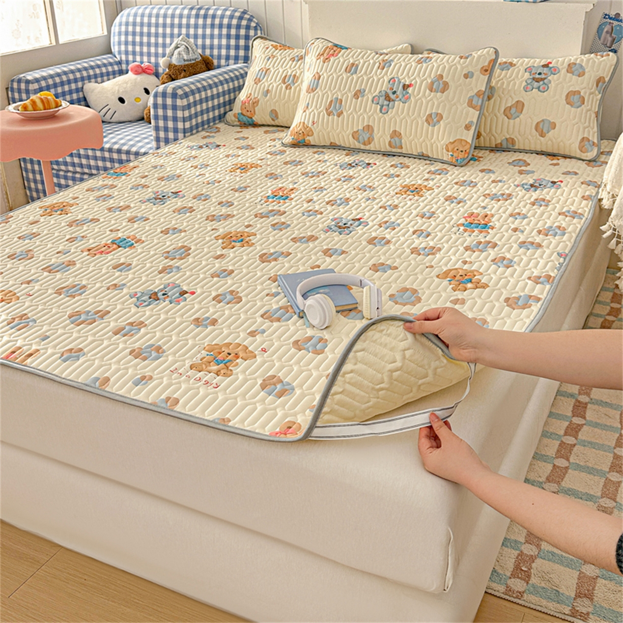 91家纺网 家纺一手货源 找家纺 （总）2026新款加厚无异味学生床凉席乳胶凉席三件套