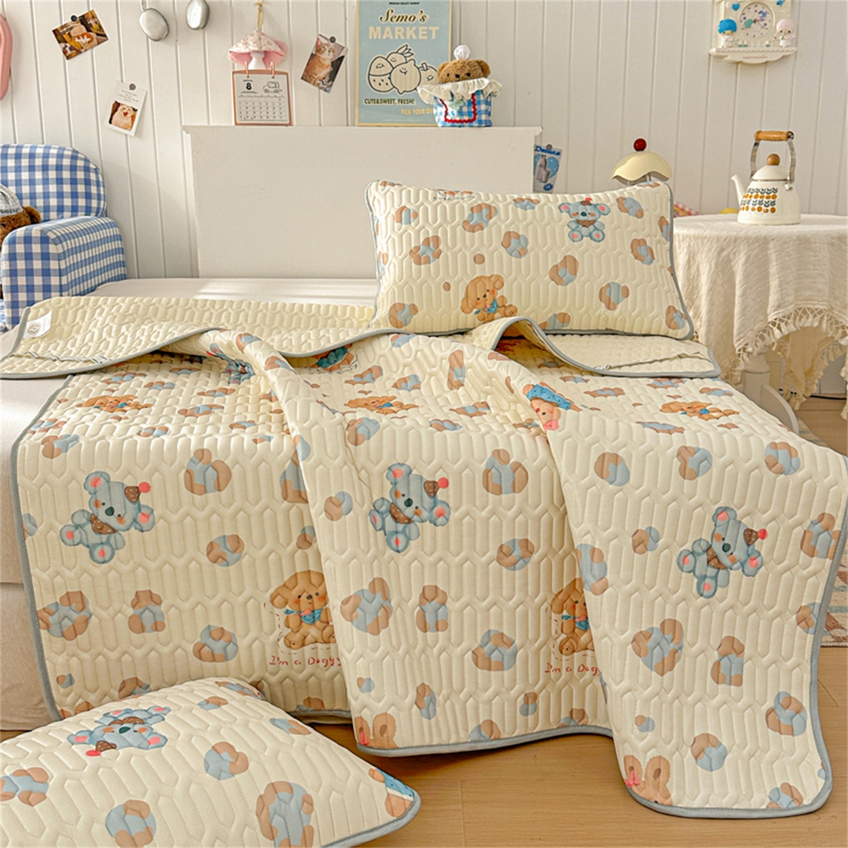 91家纺网 家纺一手货源 找家纺 （总）2026新款加厚无异味学生床凉席乳胶凉席三件套