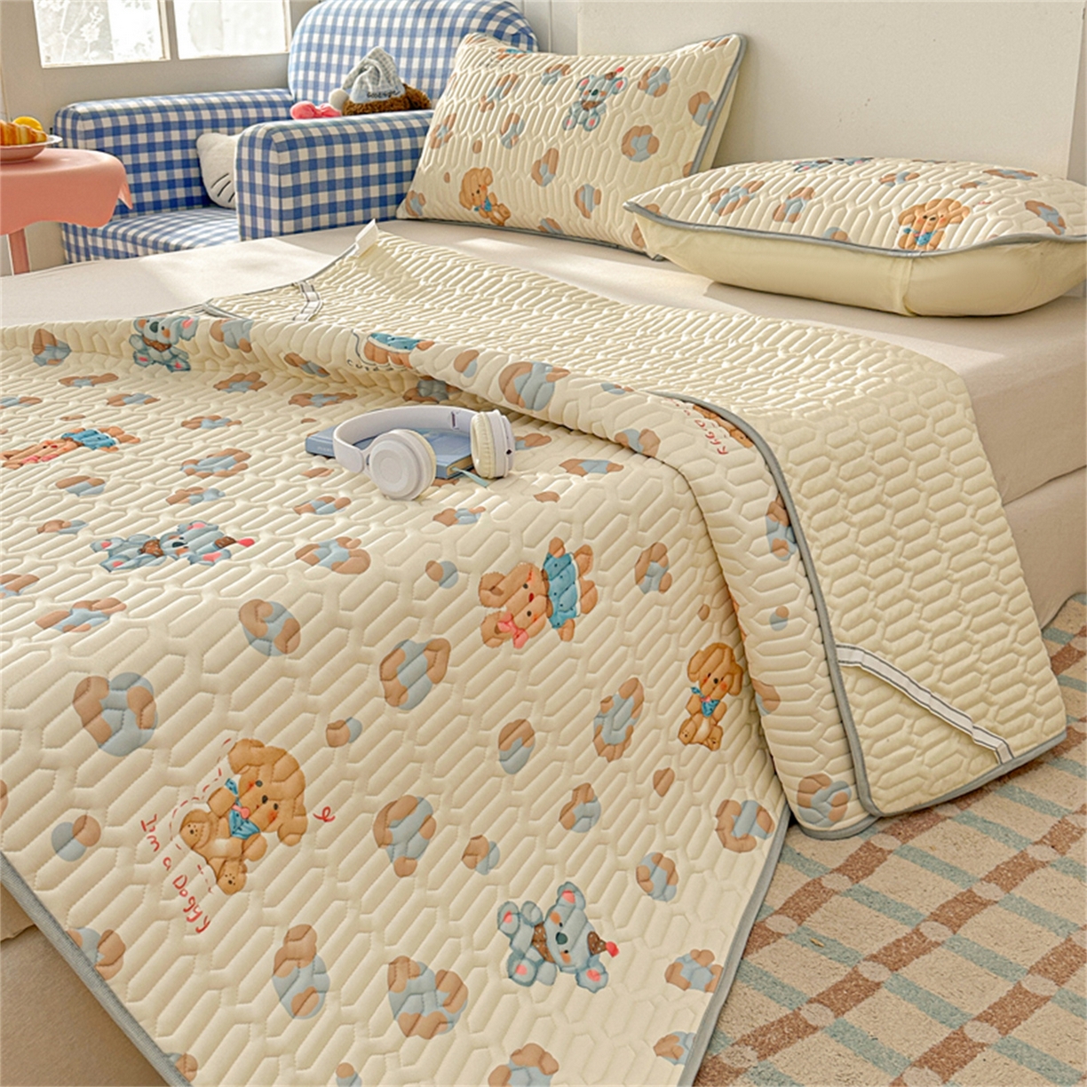 91家纺网 家纺一手货源 找家纺 （总）2026新款加厚无异味学生床凉席乳胶凉席三件套