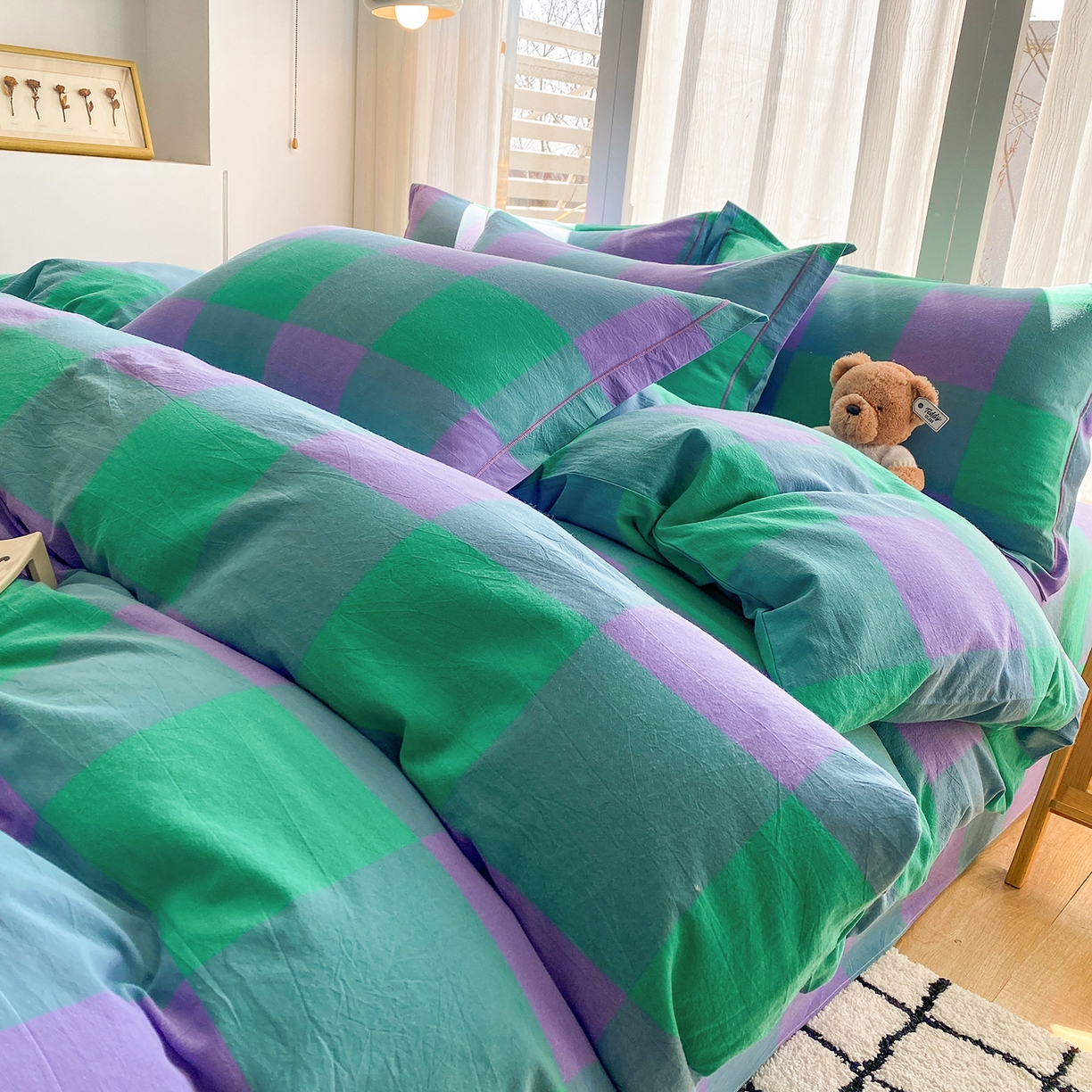 91家纺网 家纺一手货源 找家纺 （总）钰锦珀家纺 2025新款简约全棉色织水洗棉四件套