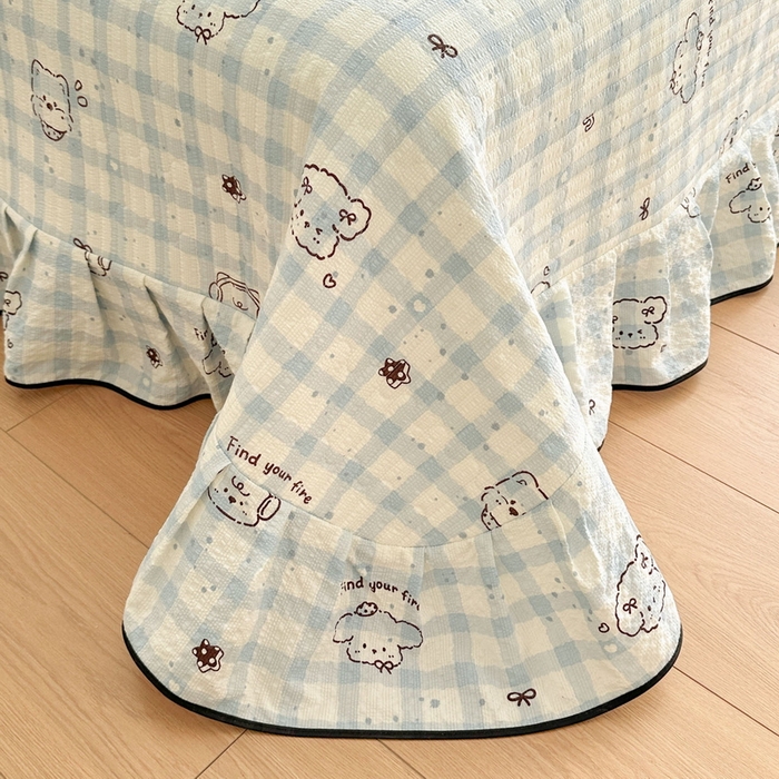 91家纺网 家纺一手货源 找家纺 （总）牵依 2026春夏新款A类云感花边款双层纱床盖四件套