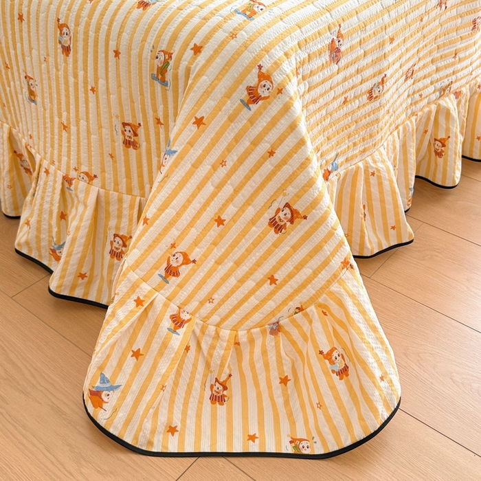 91家纺网 家纺一手货源 找家纺 牵依 2026春夏新款A类云感花边款双层纱床盖四件套 星仔派对