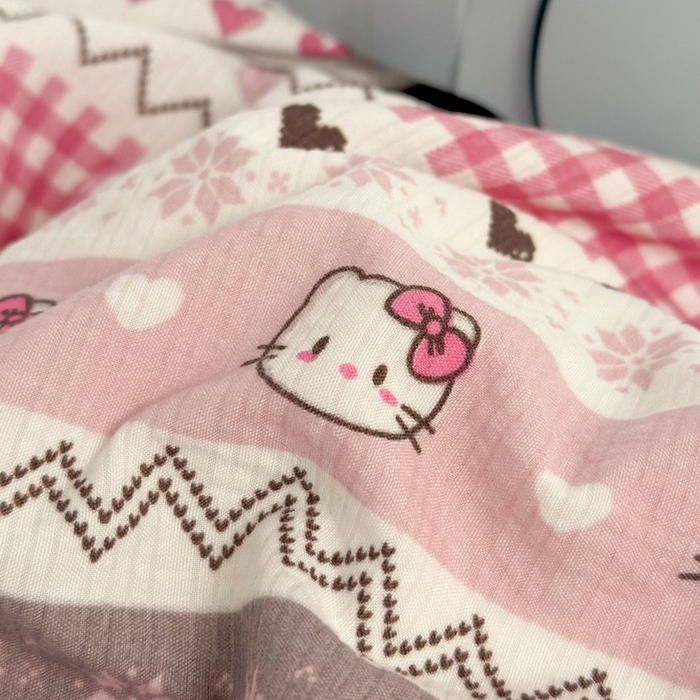 91家纺网 家纺一手货源 找家纺 牵依 2026春夏新款A类云感花边款双层纱床盖四件套 甜心