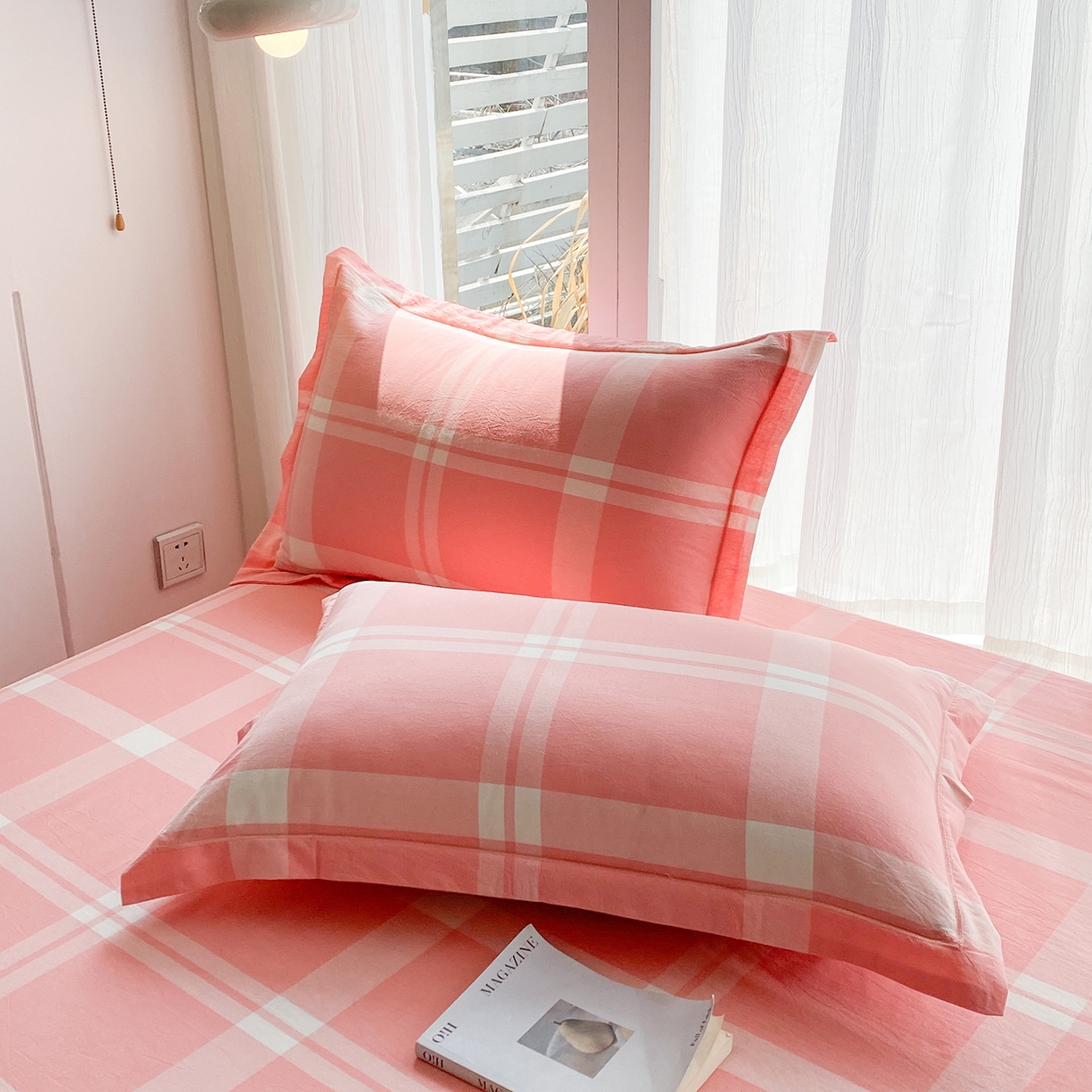 91家纺网 家纺一手货源 找家纺 钰锦珀家纺 2025新款简约全棉色织水洗棉四件套 多伦多粉