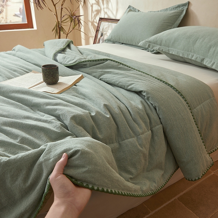 91家纺网 家纺一手货源 找家纺 （总）阳光被业 2026新款100%纯棉色织绣边100%棉花夏被全棉夏凉被空调春秋被买家秀+V