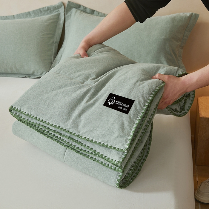 91家纺网 家纺一手货源 找家纺 （总）阳光被业 2026新款100%纯棉色织绣边100%棉花夏被全棉夏凉被空调春秋被买家秀+V