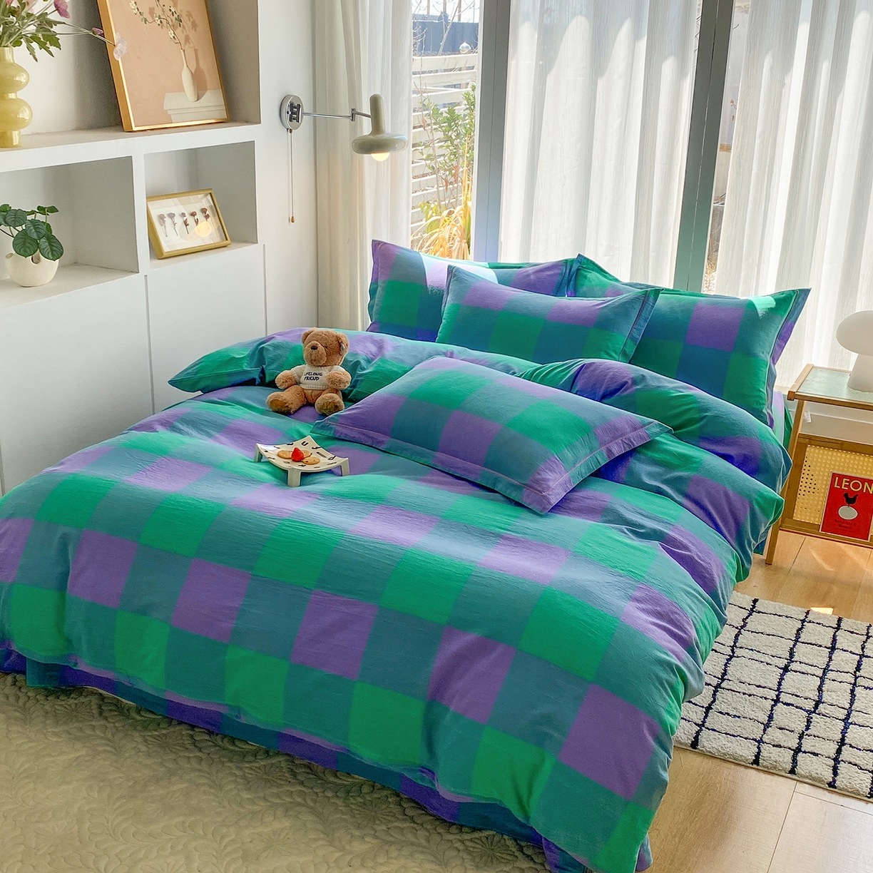 91家纺网 家纺一手货源 找家纺 钰锦珀家纺 2025新款简约全棉色织水洗棉四件套 绿野仙踪