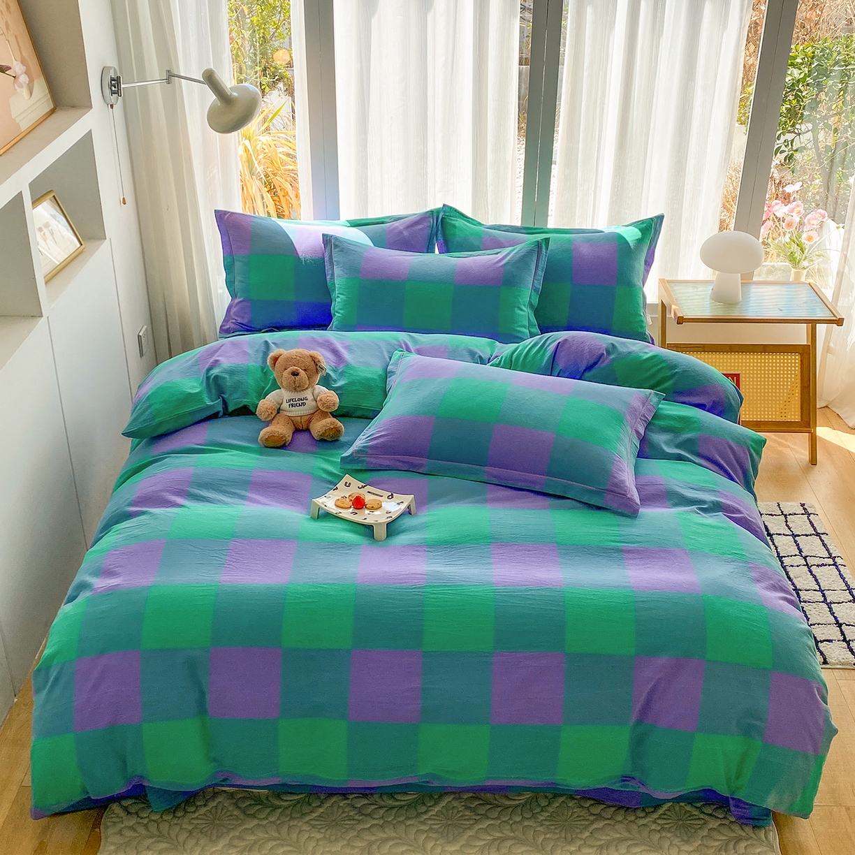 91家纺网 家纺一手货源 找家纺 钰锦珀家纺 2025新款简约全棉色织水洗棉四件套 绿野仙踪