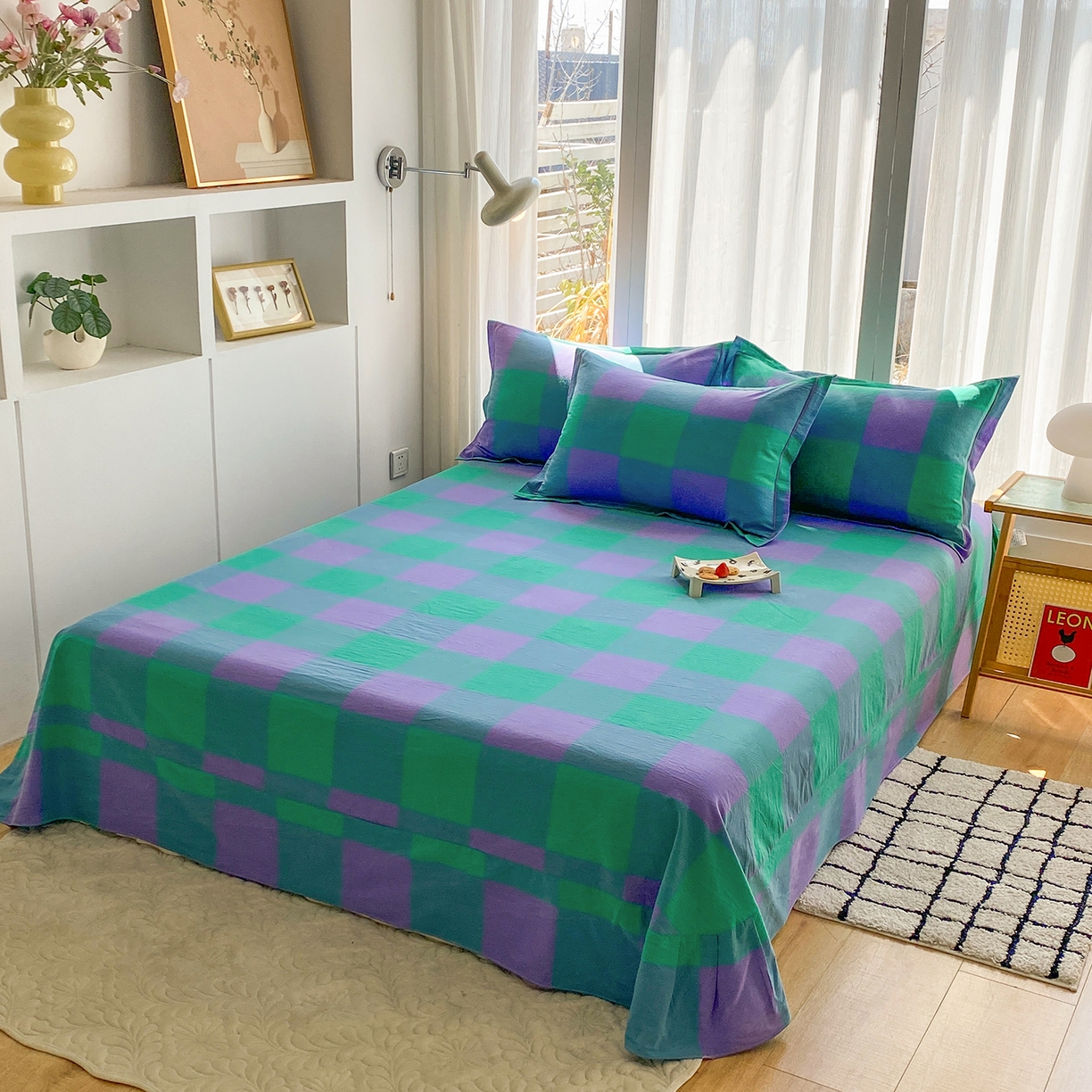 91家纺网 家纺一手货源 找家纺 钰锦珀家纺 2025新款简约全棉色织水洗棉四件套 绿野仙踪