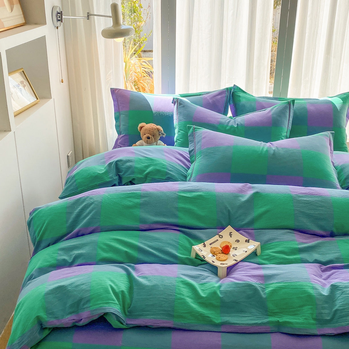 91家纺网 家纺一手货源 找家纺 钰锦珀家纺 2025新款简约全棉色织水洗棉四件套 绿野仙踪