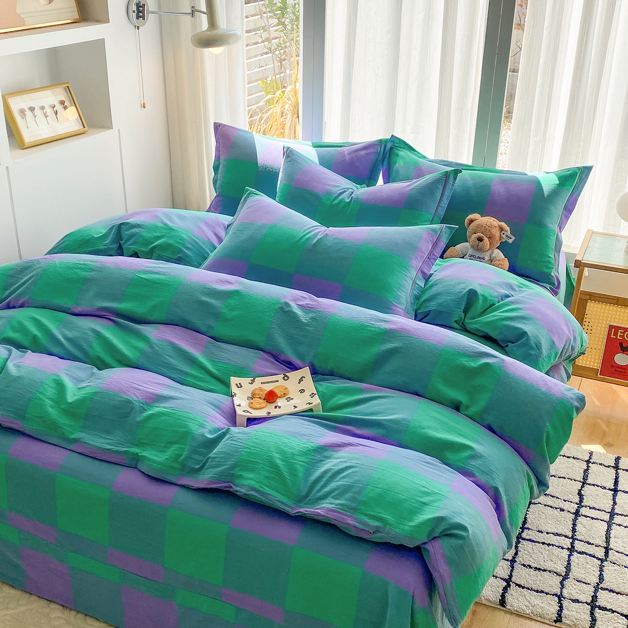 91家纺网 家纺一手货源 找家纺 钰锦珀家纺 2025新款简约全棉色织水洗棉四件套 绿野仙踪