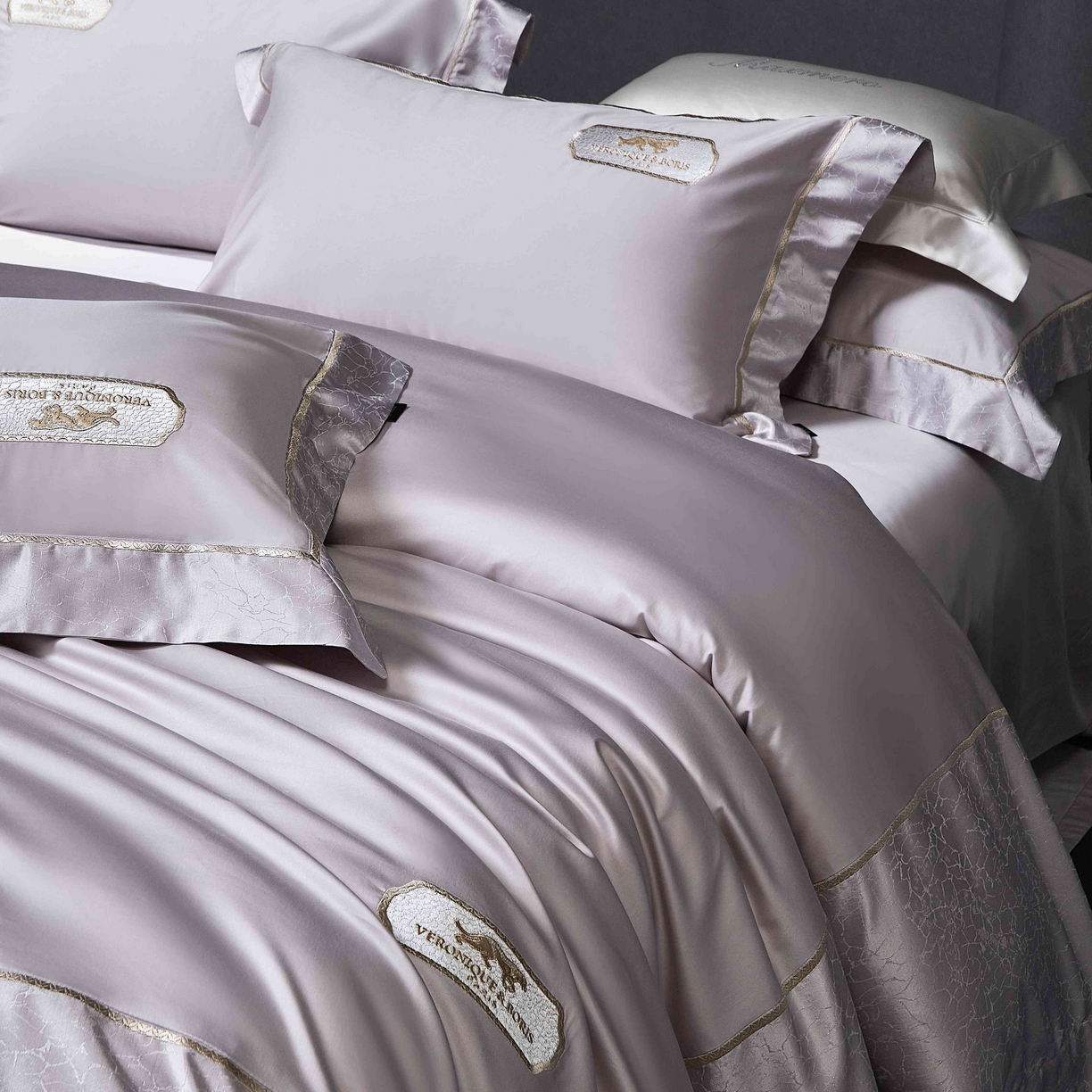 馨蕊家居 2026春夏新品100S高精密刺绣四件套-简序系列 高精密简序-婉若紫