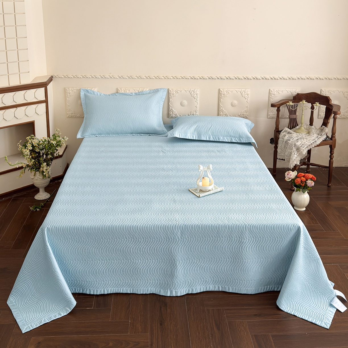 摩时 2026春夏新品莱赛尔凉席空调软席凉席席子三件套 天际兰