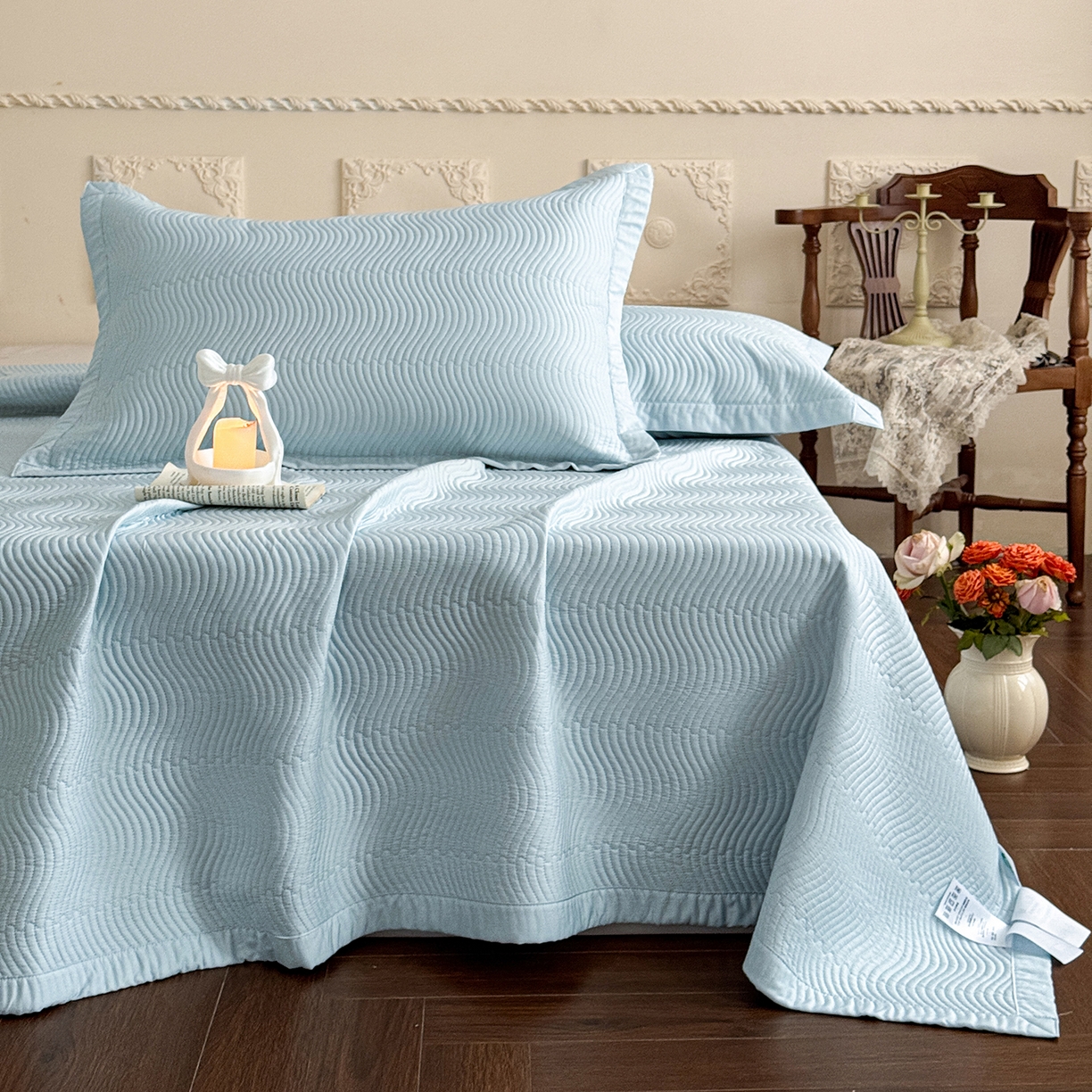 91家纺网 家纺一手货源 找家纺 摩时 2026春夏新品莱赛尔凉席空调软席凉席席子三件套 天际兰