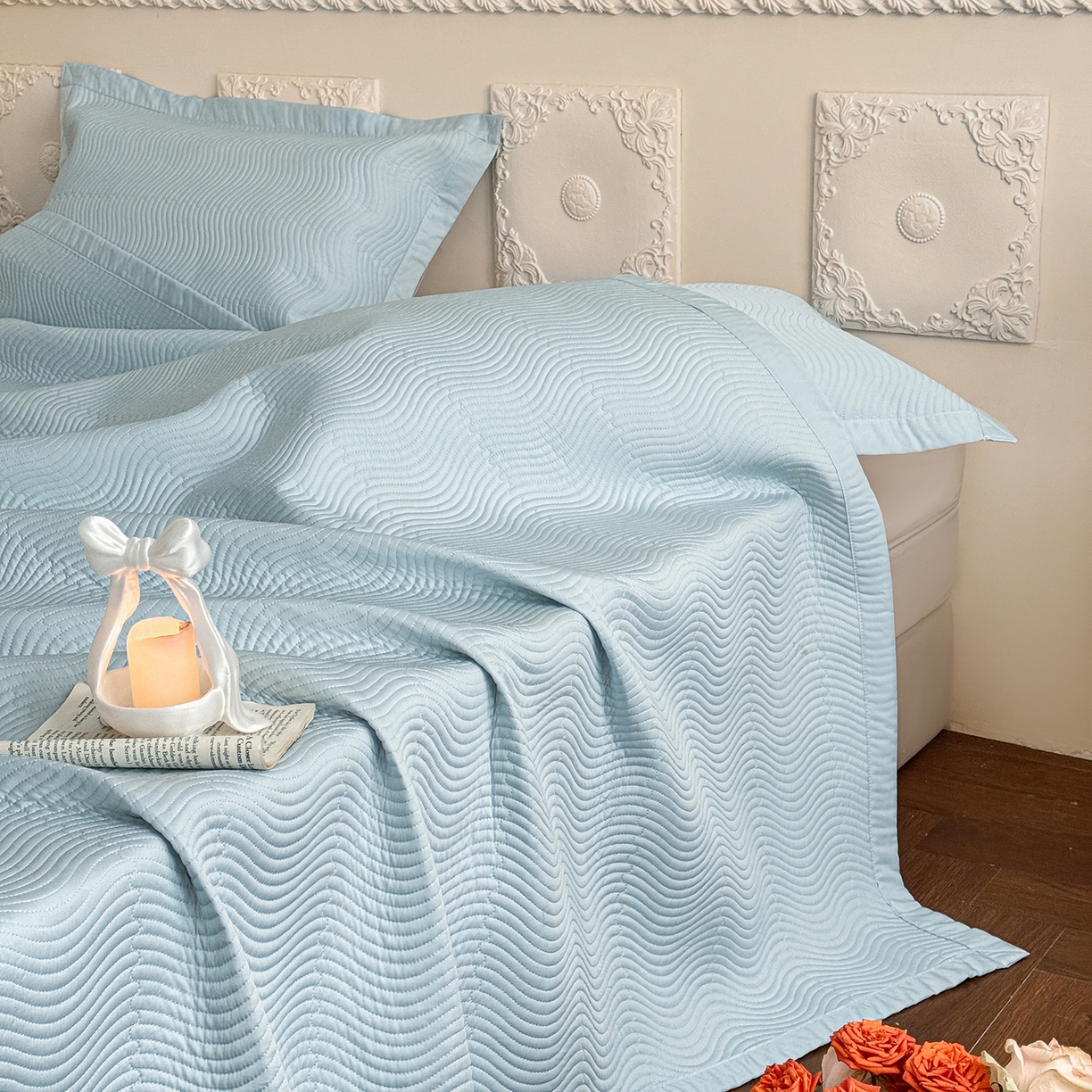 91家纺网 家纺一手货源 找家纺 摩时 2026春夏新品莱赛尔凉席空调软席凉席席子三件套 天际兰