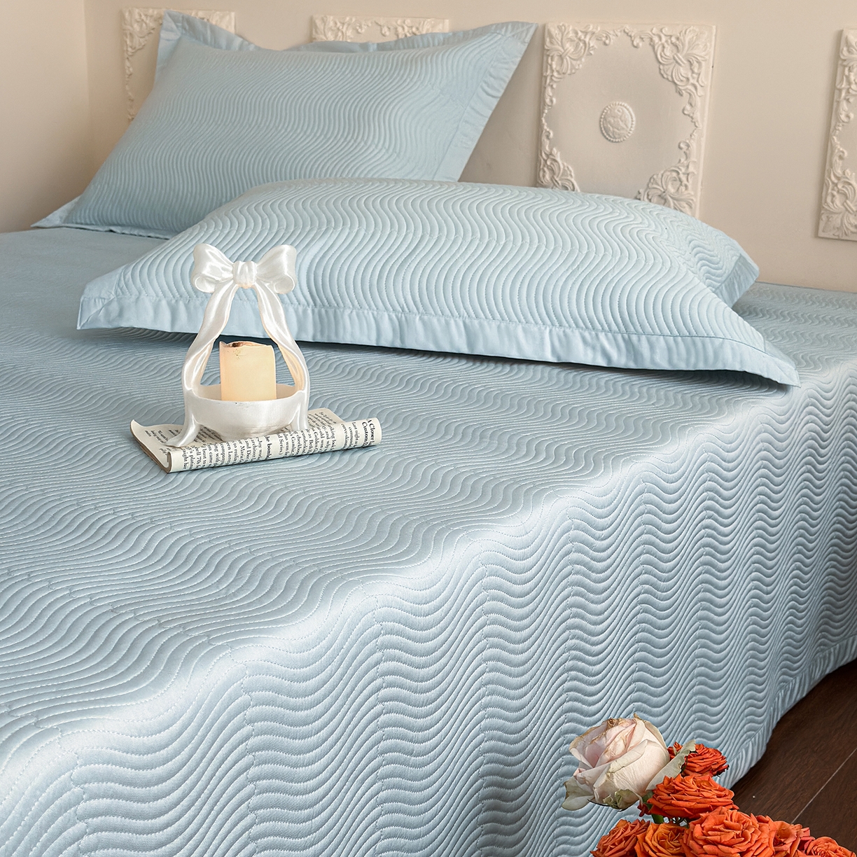 91家纺网 家纺一手货源 找家纺 摩时 2026春夏新品莱赛尔凉席空调软席凉席席子三件套 天际兰