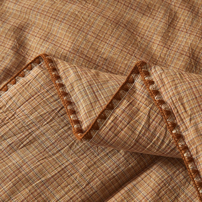 91家纺网 家纺一手货源 找家纺 阳光被业 2026新款100%棉花双层纱夏被新疆棉花空调被可机洗夏凉被绣边踩棉工艺 繁华--咖