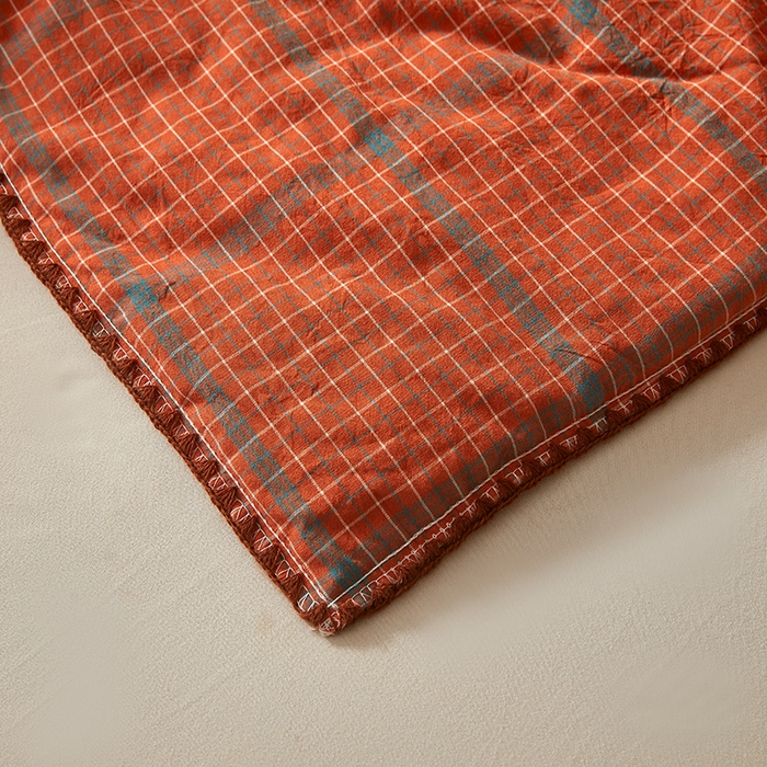 91家纺网 家纺一手货源 找家纺 阳光被业 2026新款100%棉花双层纱夏被新疆棉花空调被可机洗夏凉被绣边踩棉工艺 品味--橘色