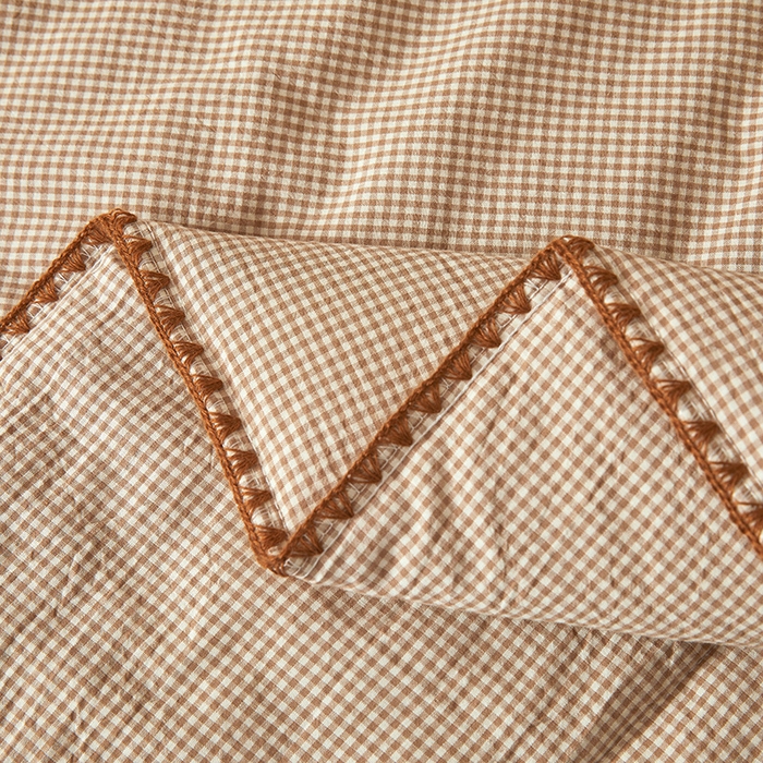 91家纺网 家纺一手货源 找家纺 阳光被业 2026新款100%棉花双层纱夏被新疆棉花空调被可机洗夏凉被绣边踩棉工艺 小格格--咖