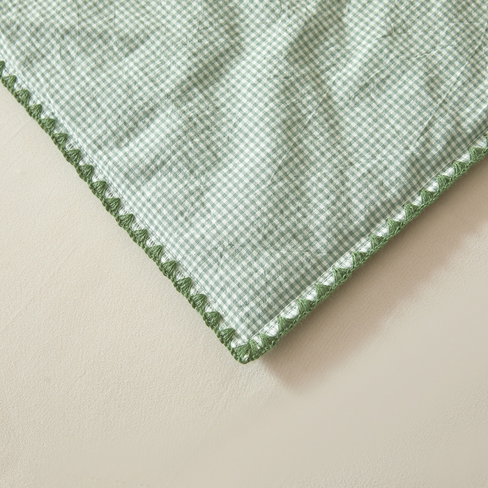 91家纺网 家纺一手货源 找家纺 阳光被业 2026新款100%棉花双层纱夏被新疆棉花空调被可机洗夏凉被绣边踩棉工艺 小格格--绿